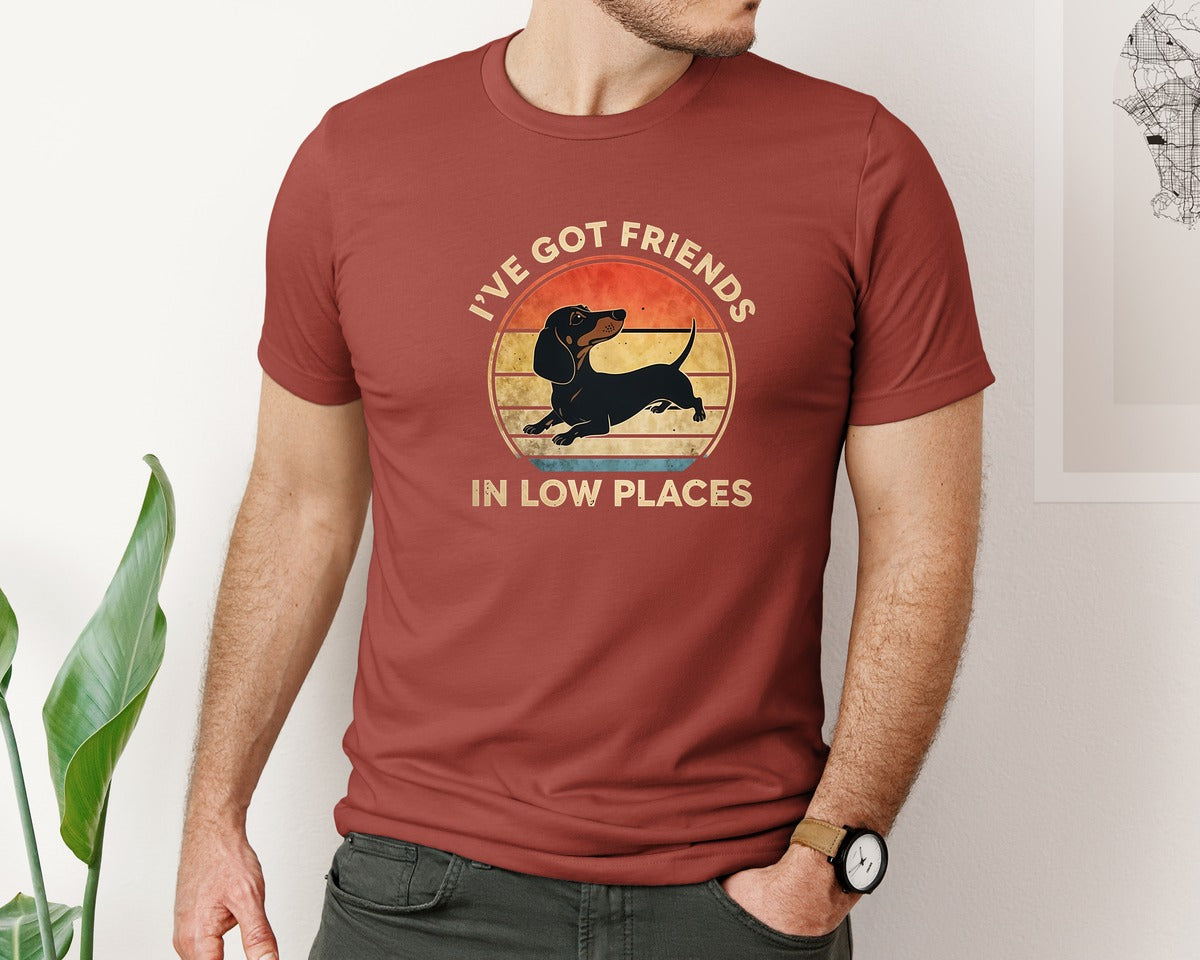 brand:Bella Canvas|color:Rust|Dachshund Ive Got Friends In Low Places 2 Graphic T-Shirt