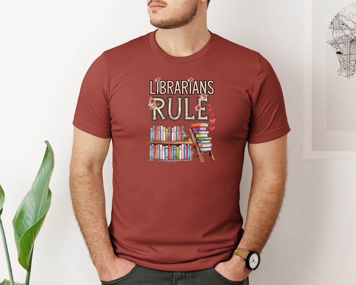 brand:Bella Canvas|color:Rust|Librarians Rule Graphic T-Shirt