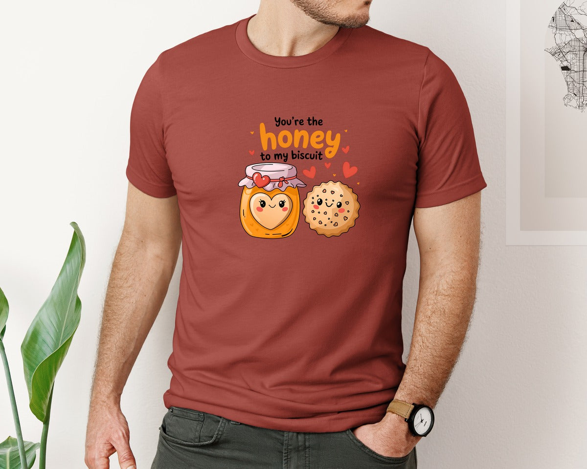brand:Bella Canvas|color:Rust|Honey To My Biscuit Funny Valentine 2 Graphic T-Shirt