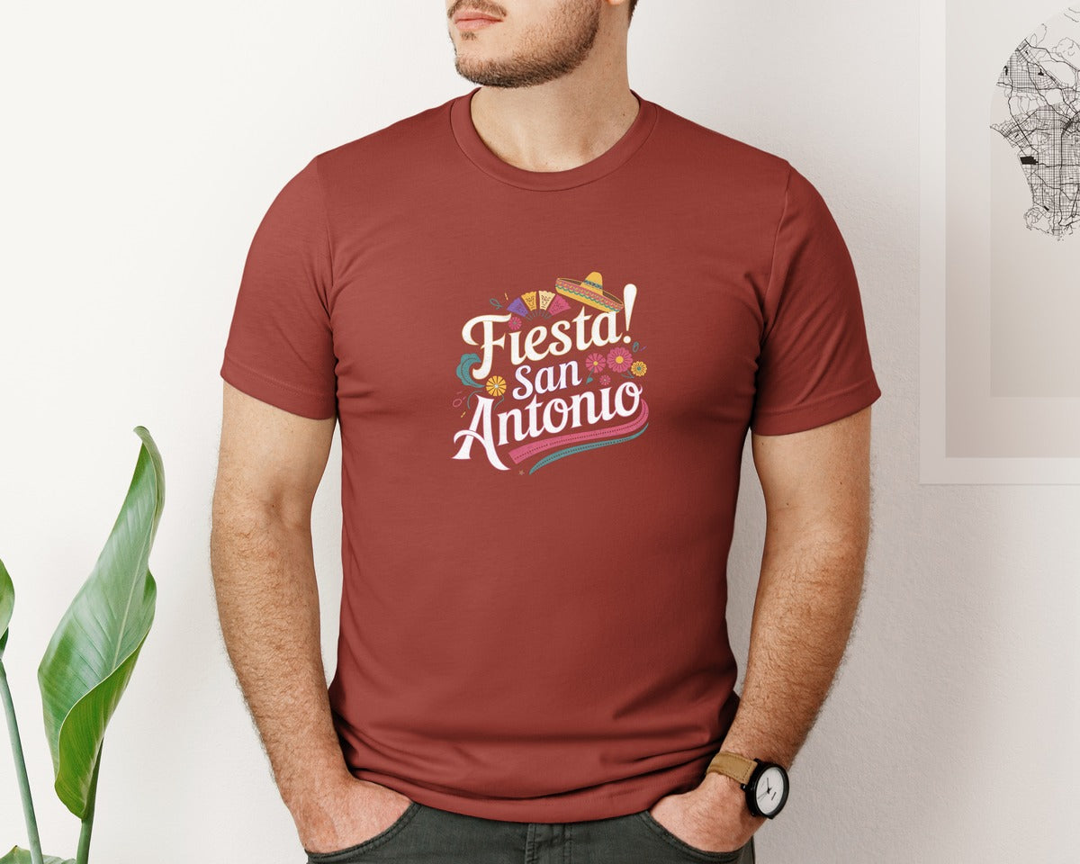 brand:Bella Canvas|color:Rust|Fiesta San Antonio Celebration T Shirt Graphic T-Shirt