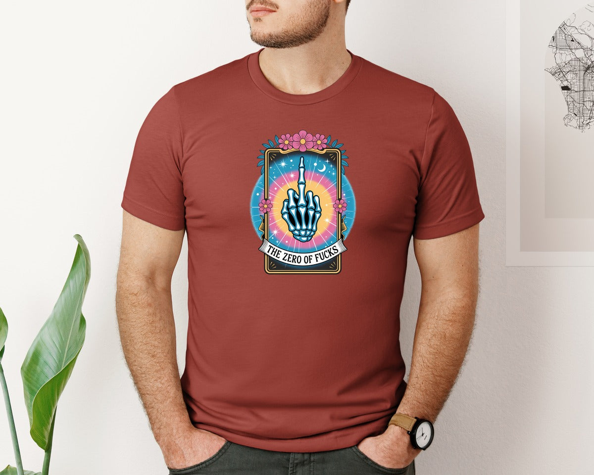 brand:Bella Canvas|color:Rust|Retro Skeleton Middle Finger Graphic T-Shirt