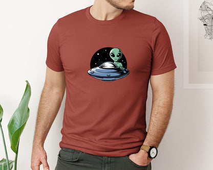 brand:Bella Canvas|color:Rust|Retro Vintage Ufo Alien T Shirt Design 4 Graphic T-Shirt