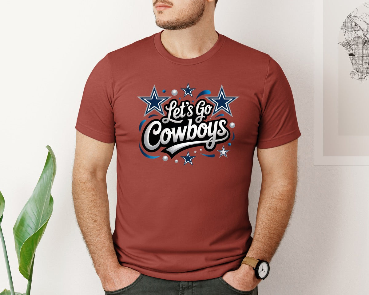 brand:Bella Canvas|color:Rust|Lets Go Cowboys Cowboy Tee Shirt Graphic T-Shirt