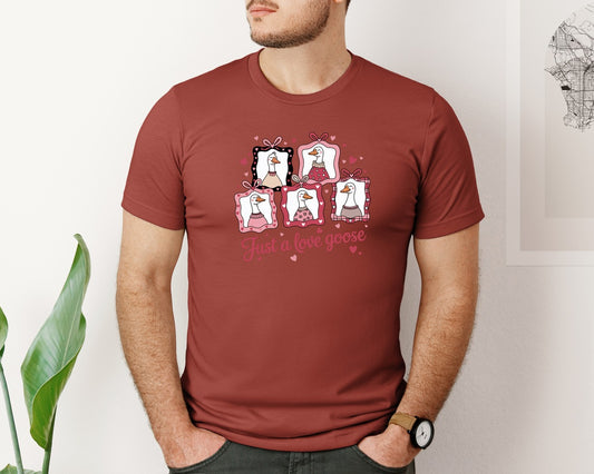 Just A Love Goose Valentines Graphic T-Shirt