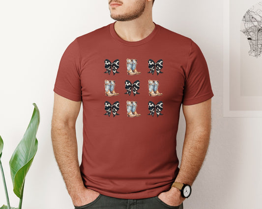 Western Boots And Bow Graphic T-Shirt