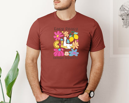 brand:Bella Canvas|color:Rust|Easy Peasy Summer Goose Lemon Graphic T-Shirt