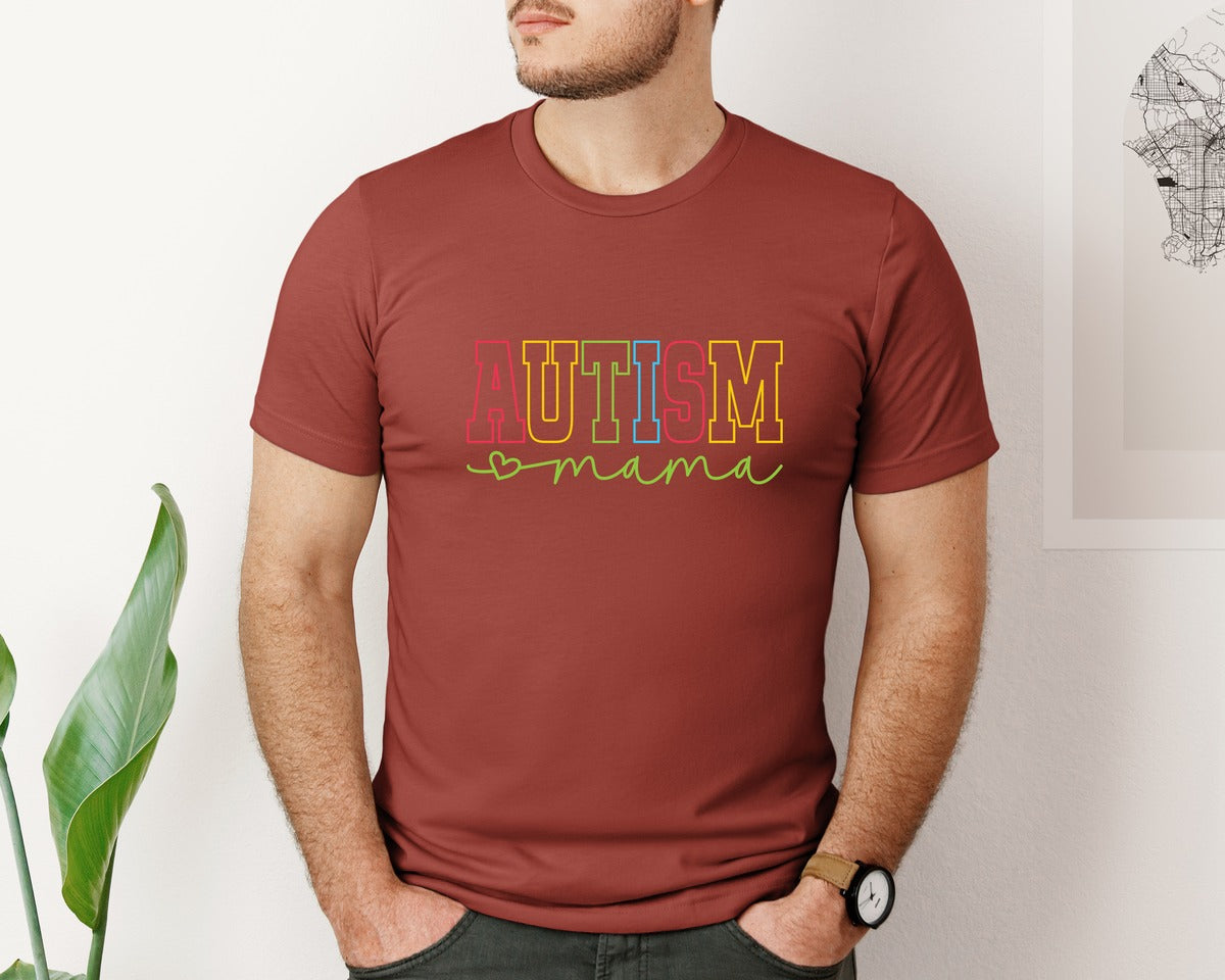 brand:Bella Canvas|color:Rust|Autism Mama Awareness Graphic T-Shirt