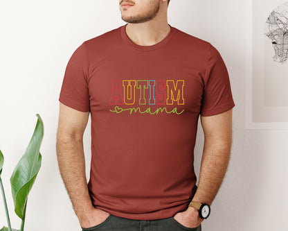 brand:Bella Canvas|color:Rust|Autism Mama Awareness Graphic T-Shirt