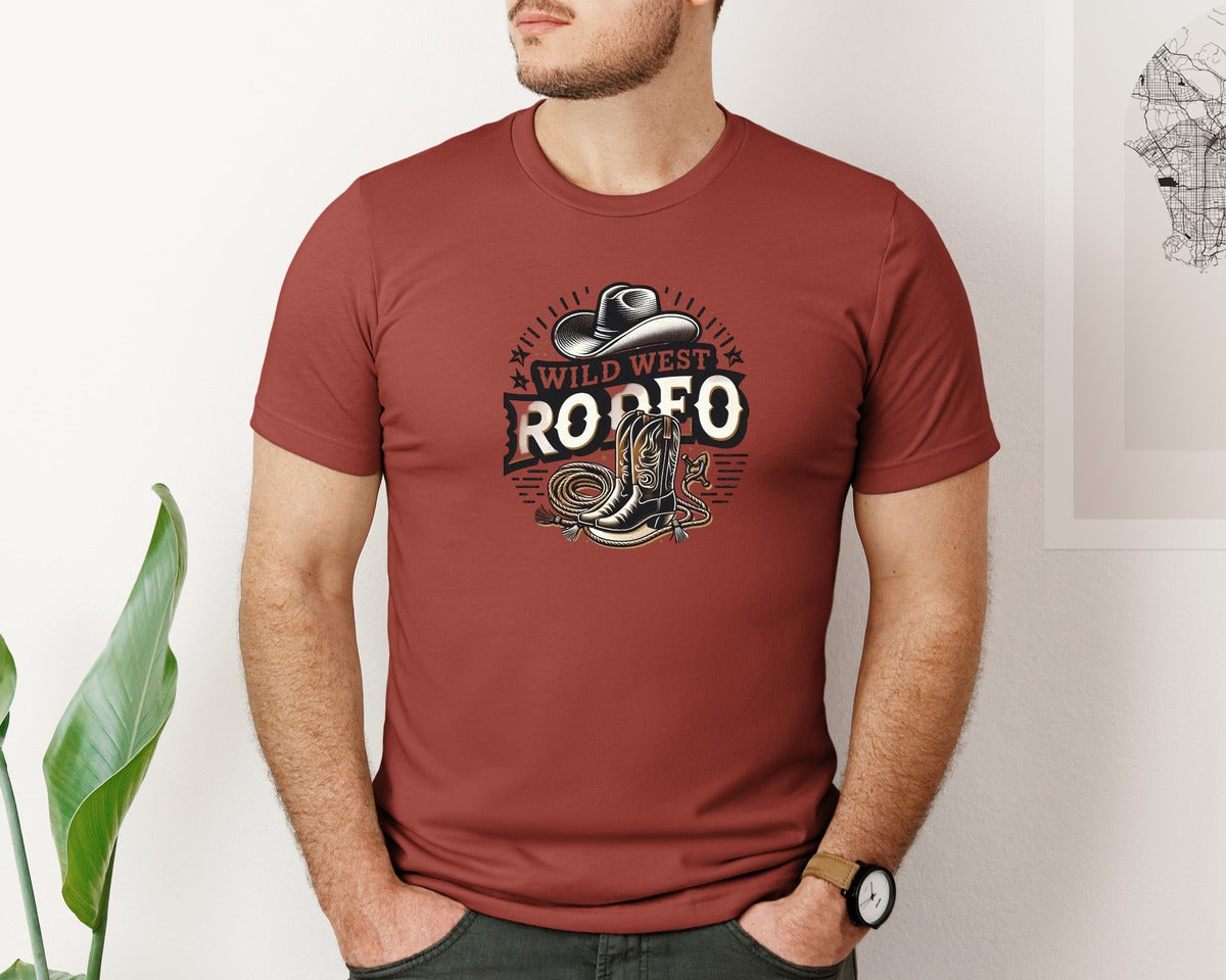 brand:Bella Canvas|color:Rust|Western Wild West Rodeo T Shirt Graphic T-Shirt