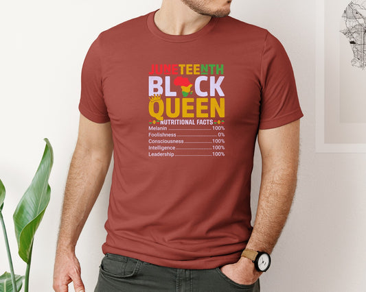 Juneteenth Black Queen Nutritional Facts Graphic T-Shirt