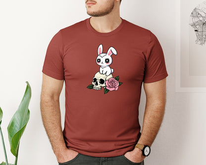 brand:Bella Canvas|color:Rust|Creepy Cute Bunny Goth Bunny Graphic T-Shirt