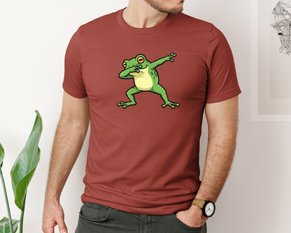 brand:Bella Canvas|color:Rust|Cute Dabbing Frog Illustration Graphic T-Shirt