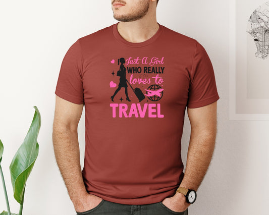 Just A Girl Who Really Love Travel Graphic T-Shirt