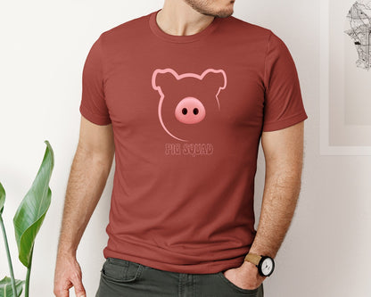 brand:Bella Canvas|color:Rust|Pig Squad Funny Big Nose Pod T Shirt Graphic T-Shirt