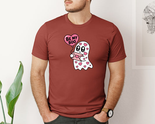 Cute Valentine Ghost Be My Boo Graphic T-Shirt