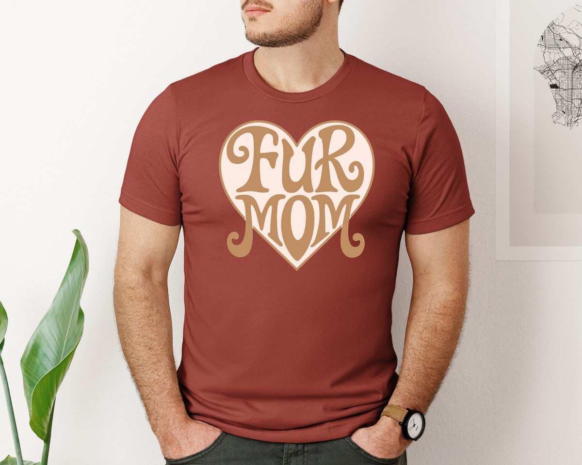 brand:Bella Canvas|color:Rust|Fur Mom Cute Crazy Cat Lady Quote Graphic T-Shirt