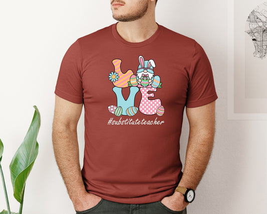 Substitute Teacher Love Cute Easter Graphic T-Shirt