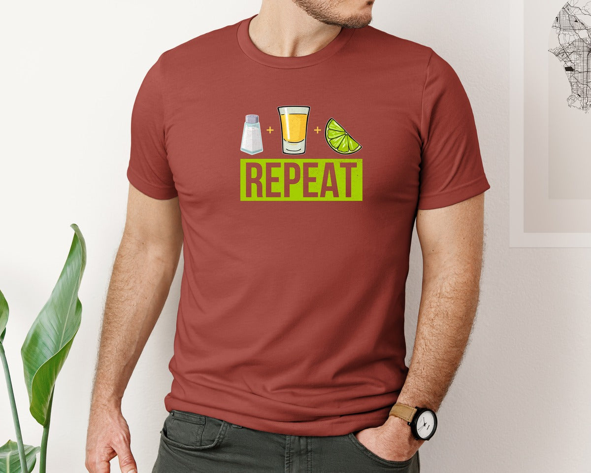 brand:Bella Canvas|color:Rust|Salt Tequila Lime Repeat Graphic T-Shirt
