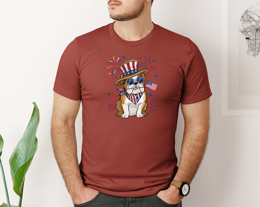 Usa 4Th Of July Patriotic Dog Bulldog Graphic T-Shirt