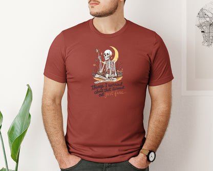 brand:Bella Canvas|color:Rust|Skeleton Mental Health Positivity Graphic T-Shirt