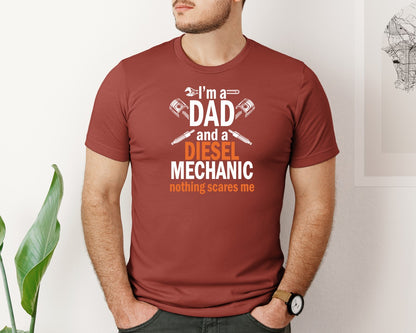 brand:Bella Canvas|color:Rust|Dad Diesel Mechanic Graphic T-Shirt