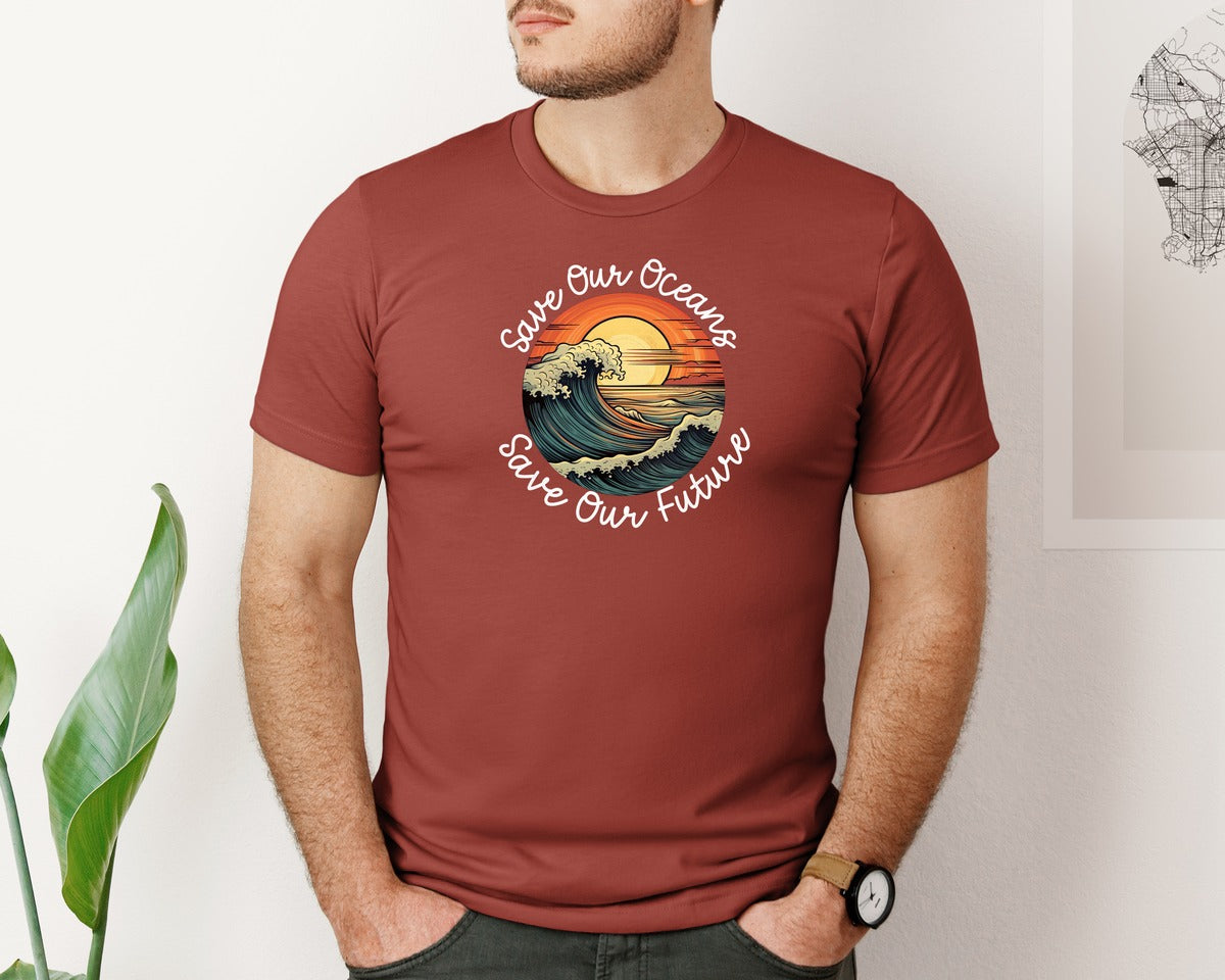 brand:Bella Canvas|color:Rust|Save Our Oceans Save Our Future Graphic T-Shirt