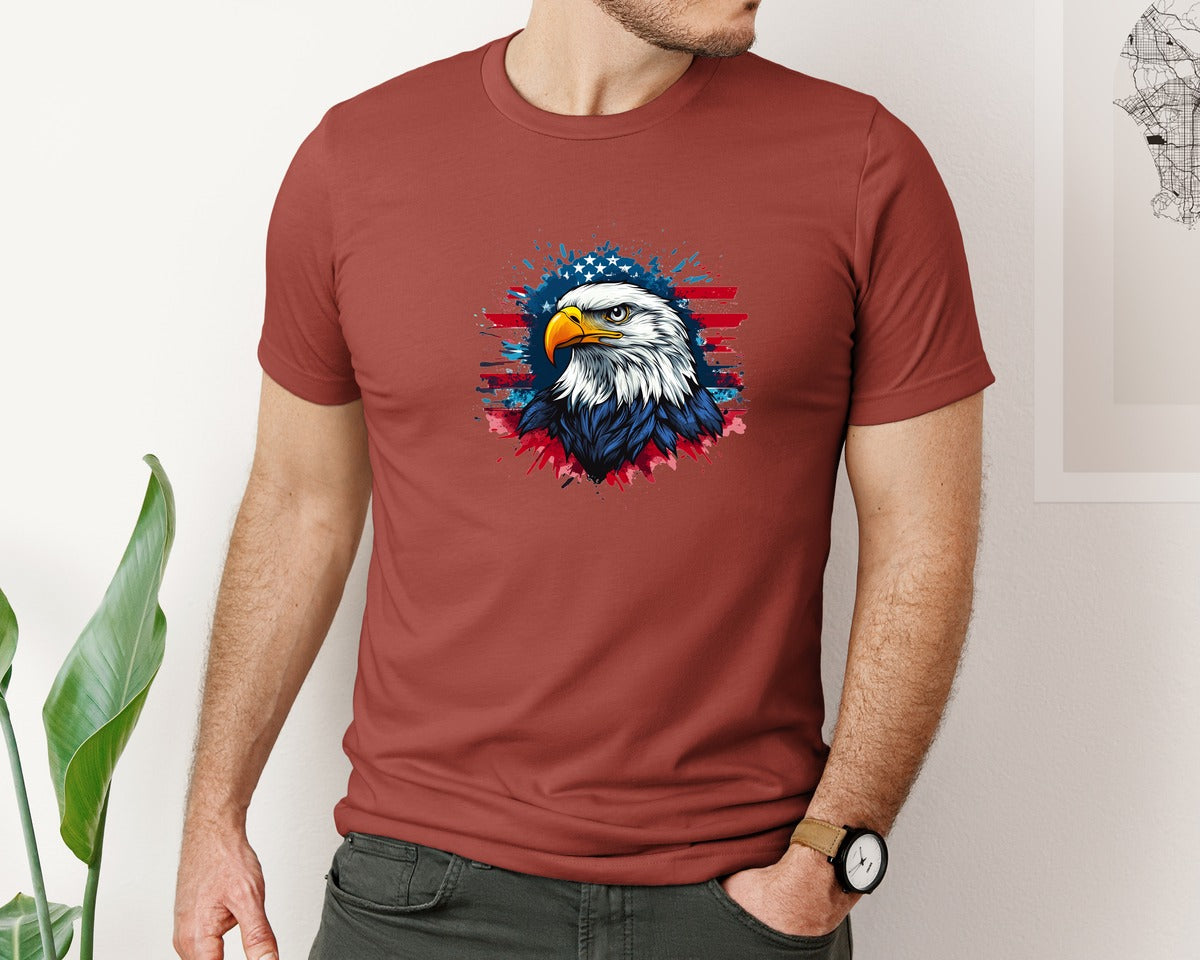brand:Bella Canvas|color:Rust|Eagle Usa Patriotic 4Th Of July Graphic T-Shirt