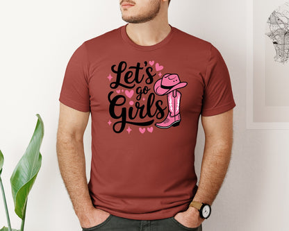 brand:Bella Canvas|color:Rust|Lets Go Girls Western Cowgirl Graphic T-Shirt