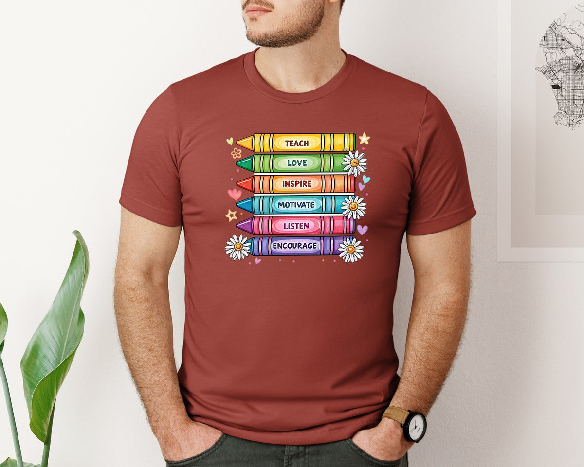 brand:Bella Canvas|color:Rust|Colorful Motivational Teacher Design Graphic T-Shirt