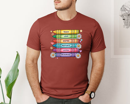 brand:Bella Canvas|color:Rust|Colorful Motivational Teacher Design Graphic T-Shirt