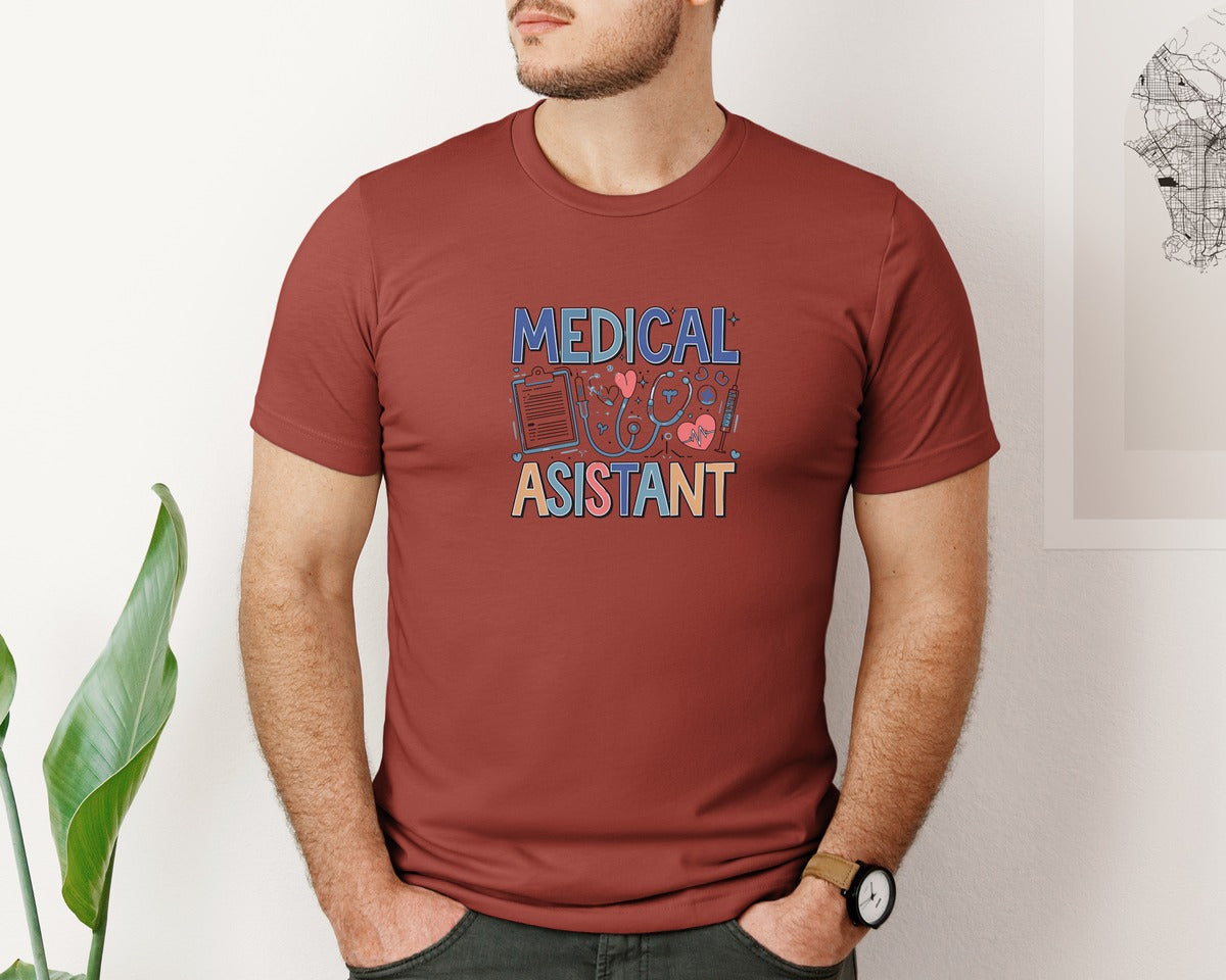 brand:Bella Canvas|color:Rust|Medical Assistant 7 Graphic T-Shirt