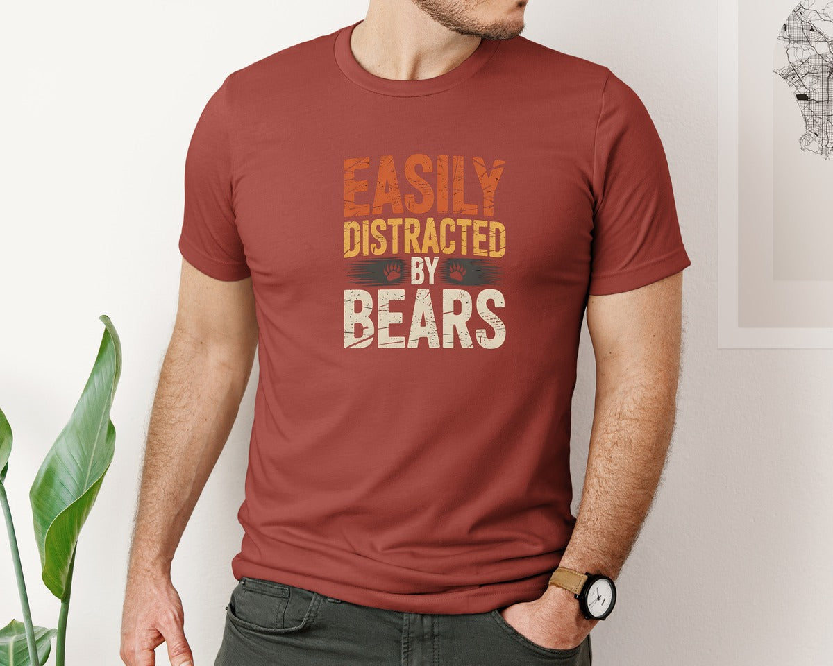 brand:Bella Canvas|color:Rust|Easily Distracted By Bears Gay Bear Graphic T-Shirt