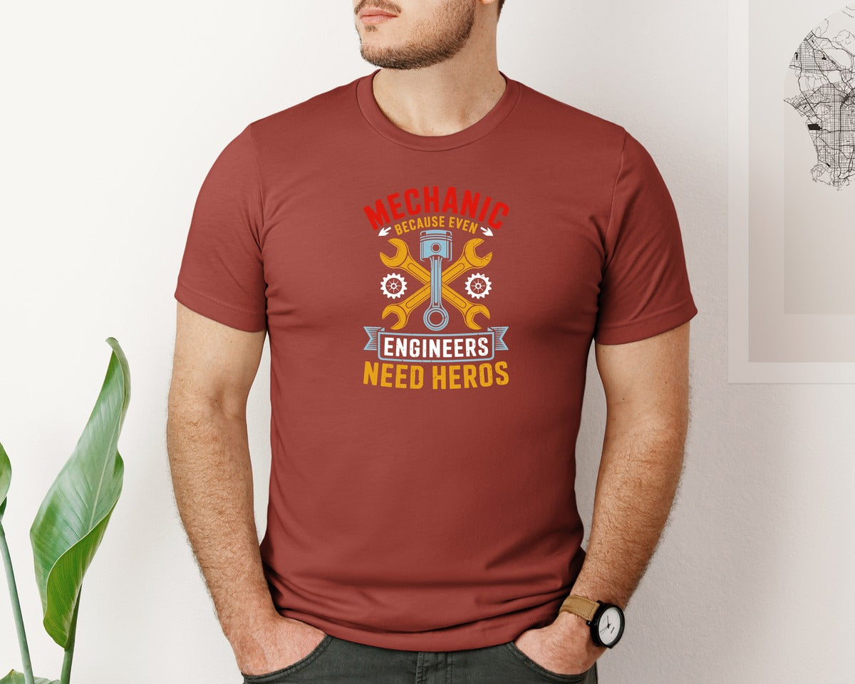 brand:Bella Canvas|color:Rust|Mechanic Engineer T Shirt Graphic T-Shirt