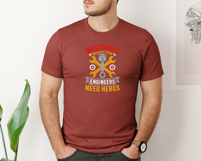 brand:Bella Canvas|color:Rust|Mechanic Engineer T Shirt Graphic T-Shirt