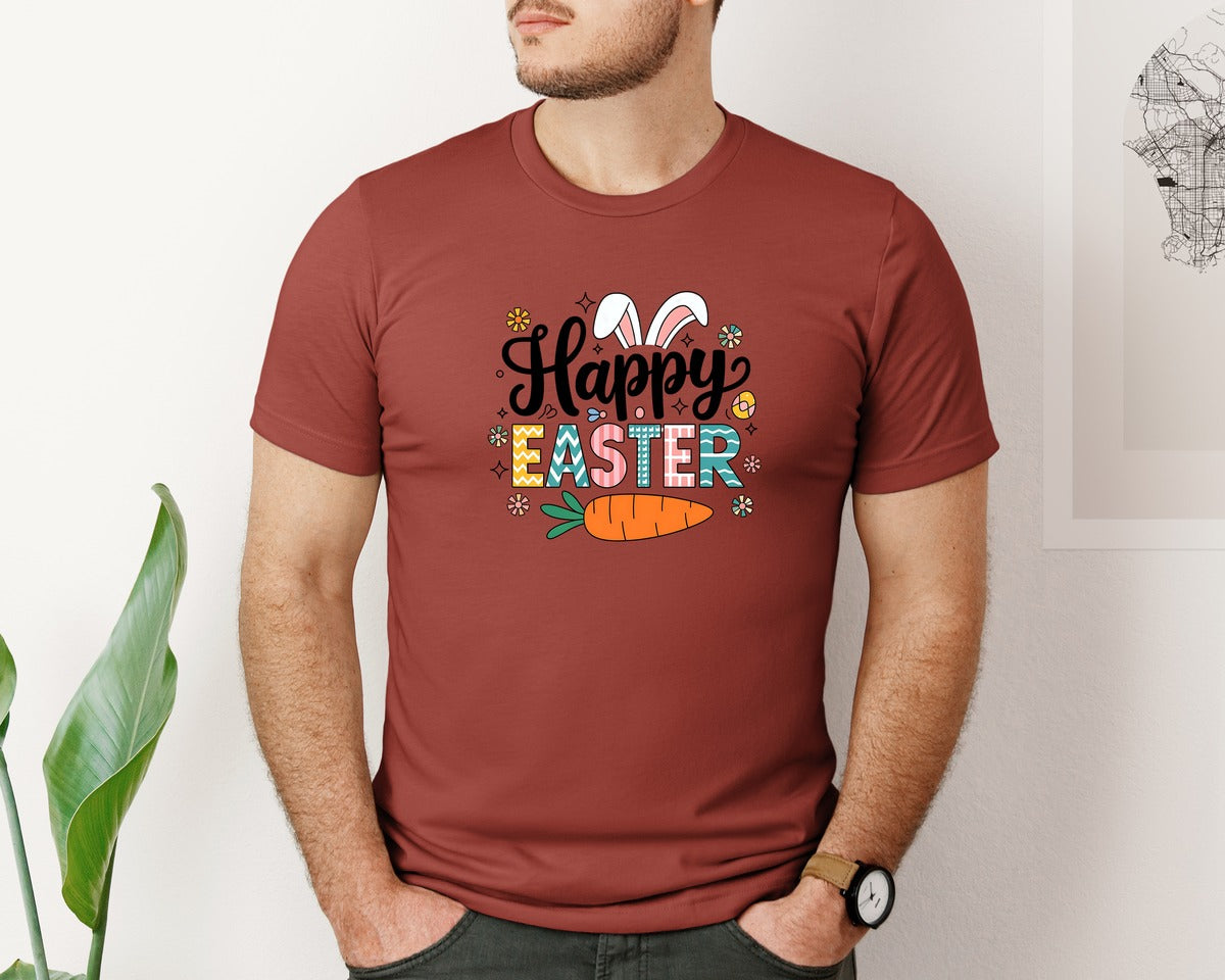 brand:Bella Canvas|color:Rust|Retro Happy Easter Design 7 Graphic T-Shirt