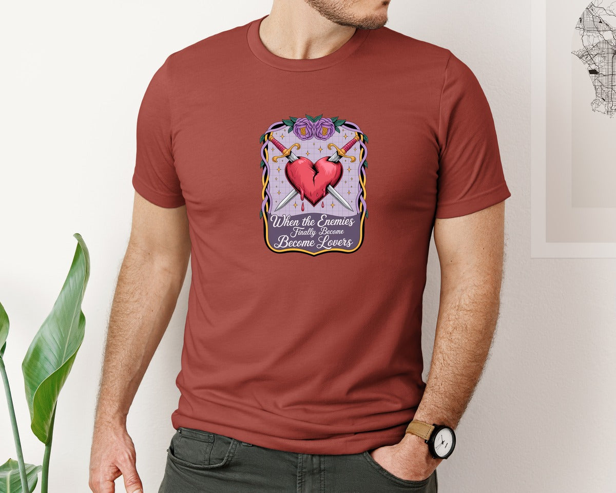 brand:Bella Canvas|color:Rust|Enemies Lovers Gothic Heart Swords Graphic T-Shirt