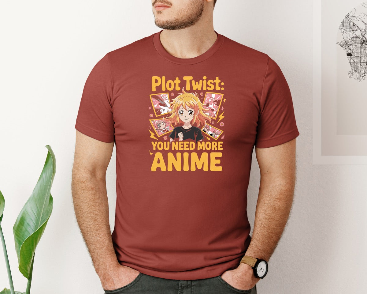 brand:Bella Canvas|color:Rust|Plot Twist You Need More Anime T Shirt 2 Graphic T-Shirt