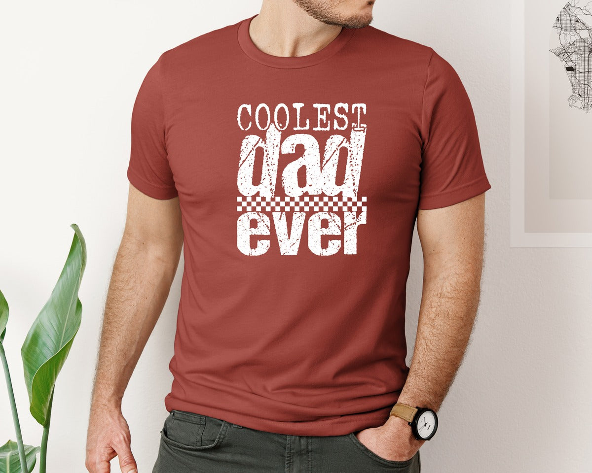 brand:Bella Canvas|color:Rust|Coolest Dad Ever Retro Fathers Day Graphic T-Shirt