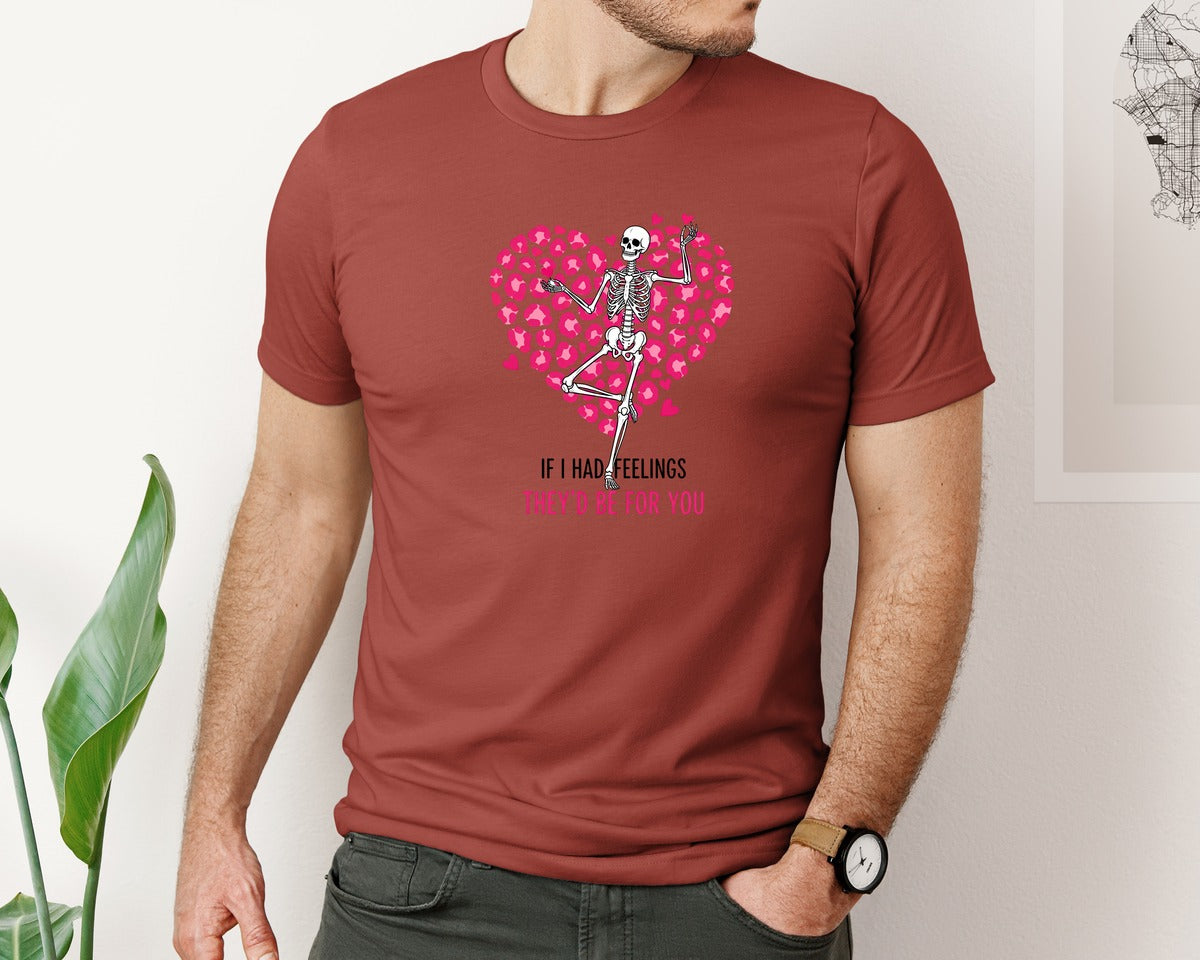 brand:Bella Canvas|color:Rust|Funny Skeleton Valentine Day 2 Graphic T-Shirt