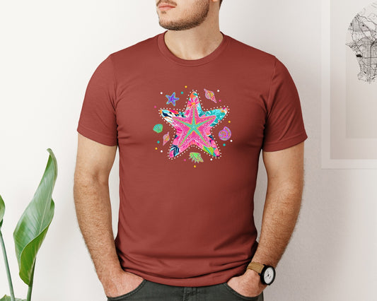 Preppy Summer Starfish Beach 2 Graphic T-Shirt