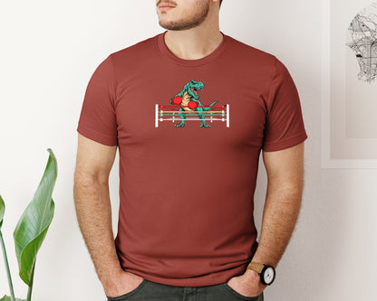 brand:Bella Canvas|color:Rust|T Rex Boxing Dinosaur T Shirt Graphic T-Shirt
