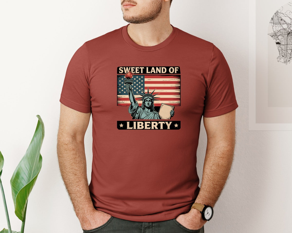 brand:Bella Canvas|color:Rust|Sweet Land Of Liberty 9 Graphic T-Shirt