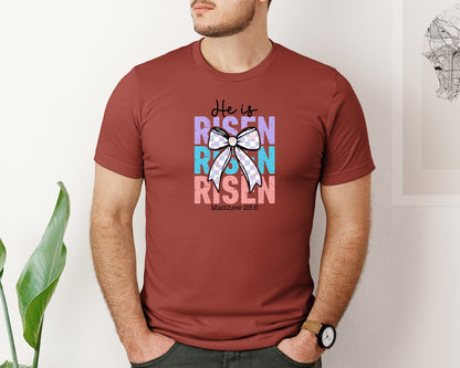 brand:Bella Canvas|color:Rust|He Is Risen Preppy Easter Pngjesus Graphic T-Shirt