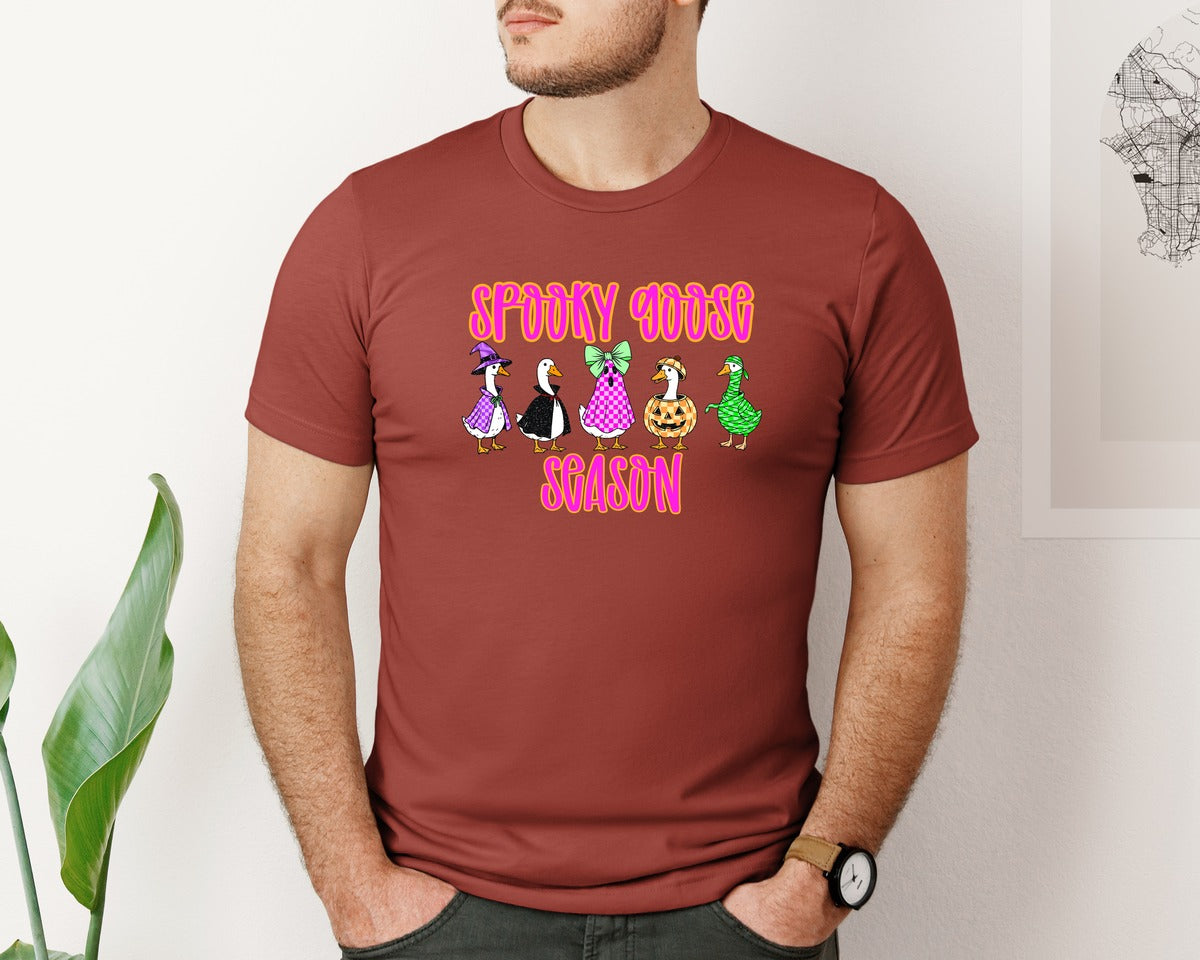 brand:Bella Canvas|color:Rust|Spooky Goose Season Halloween Graphic T-Shirt