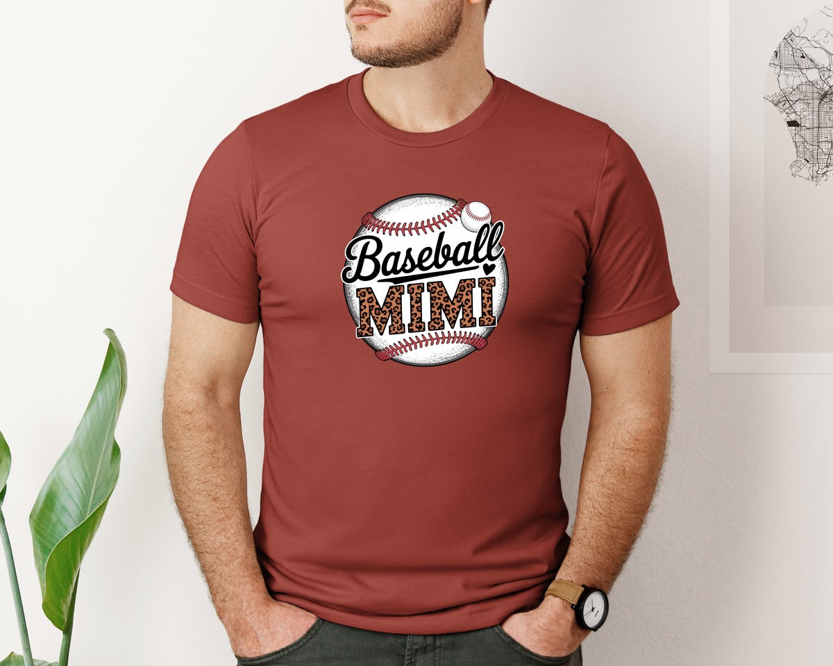 brand:Bella Canvas|color:Rust|Leopard Baseball Mimi Shirt Graphic T-Shirt