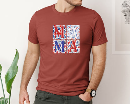 brand:Bella Canvas|color:Rust|4Th Of July Mama Patriotic Mom Graphic T-Shirt