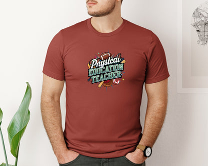 brand:Bella Canvas|color:Rust|Physical Education Teacher 2 Graphic T-Shirt