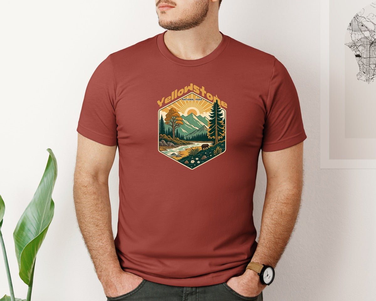 brand:Bella Canvas|color:Rust|Yellowstone National Park Design 2 Graphic T-Shirt