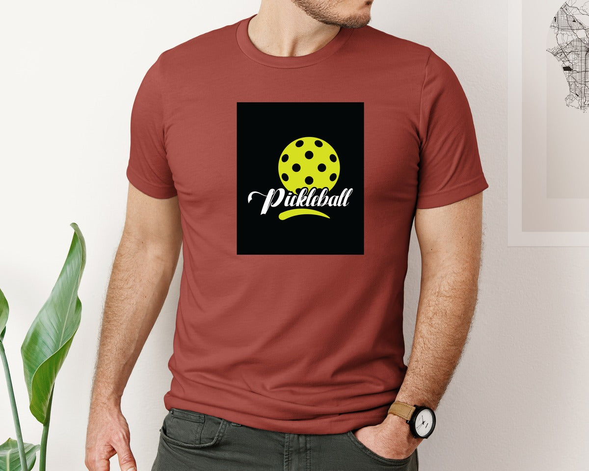 brand:Bella Canvas|color:Rust|Pickleball Black T Shirt Design Graphic T-Shirt