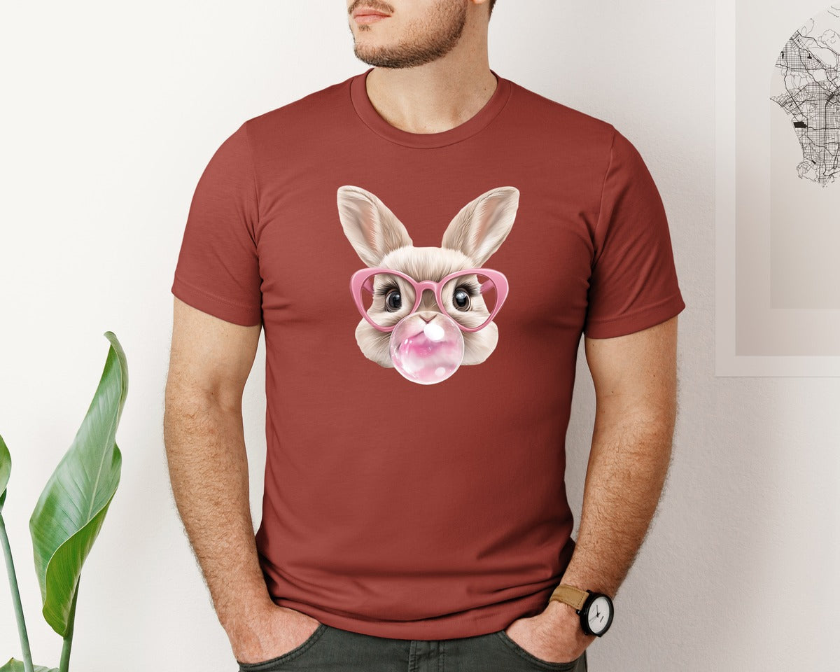 brand:Bella Canvas|color:Rust|Easter Bunny Coquette Bunny Blowing 3 Graphic T-Shirt